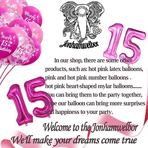 15th Birthday Pink and Hot Pink Balloons 30 Pack 12 Inch Confetti Party Decorations