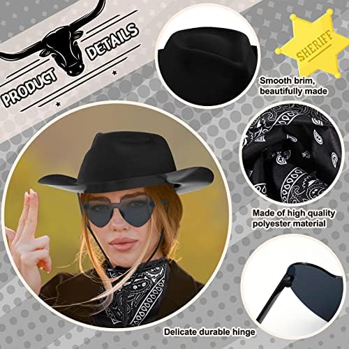 Newcotte 18 Pcs Western Cowboy Hat Set