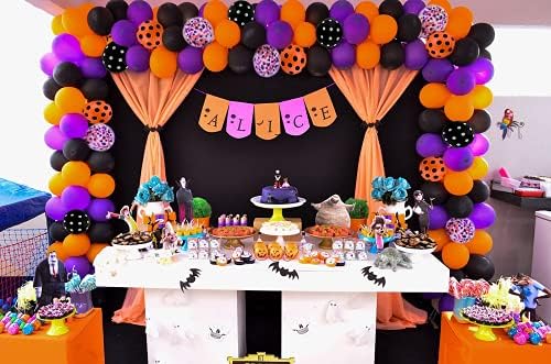 Bonropin Halloween Balloon Garland Kit with Spider Web and Confetti Balloons