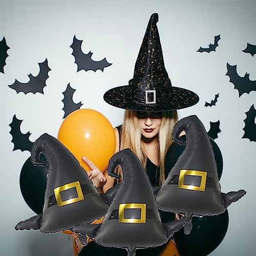Halloween Party Balloons - 6PCS Jumbo Witch Hat Foil Balloons for Decorations and Kids Props