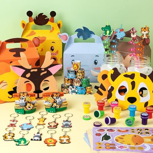 Jungle Safari Party Favors Set 92 PCS for Kids Birthday Gifts