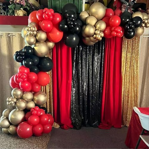 Red Black Gold Balloon Arch Kit for Parties