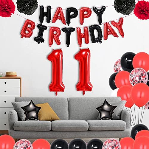 Happy Birthday Foil Balloons Decorations for 11th Birthday Party Supplies