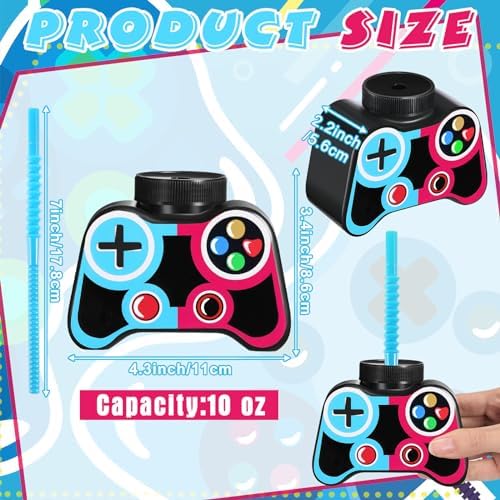 Mifoci 12 Pcs Gamer Shaped Party Cups with Straw and Lid