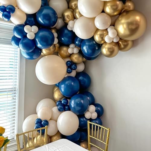 Navy Blue Gold Balloon Set 60 Pcs 12 Inch