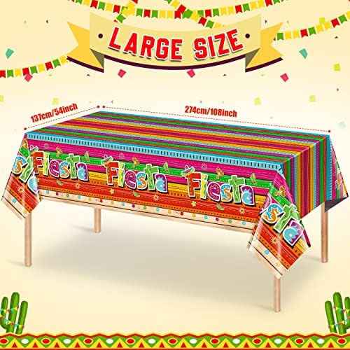 Jectivs 3 Piece Mexican Fiesta Tablecloth Decorations