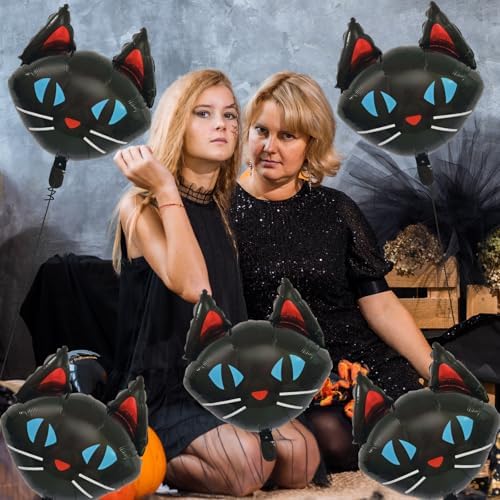 6-Pack 22 Inch Black Cat Shaped Balloons - Halloween Party Decorations