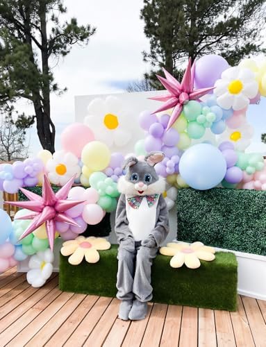 Daisy Balloon Arch Garland Kit - 131 Pcs Pastel Rainbow Balloons for Decorations