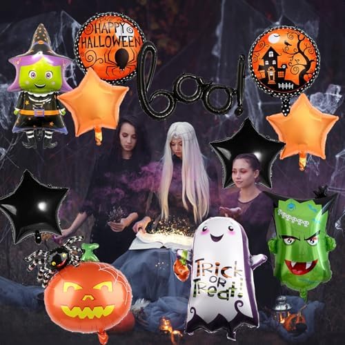 10 Pcs Halloween Boo Foil Balloons Set