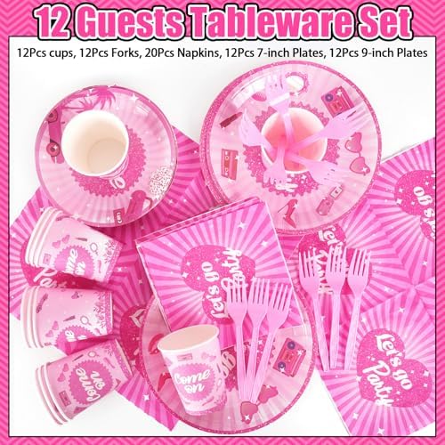 185Pcs Hot Pink Birthday Party Decoration Set for Girls