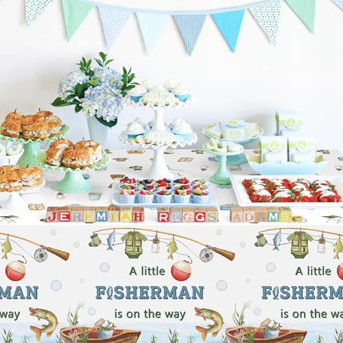 ANGOLIO 3Pcs Fishing Theme Tablecloth Baby Shower Decorations