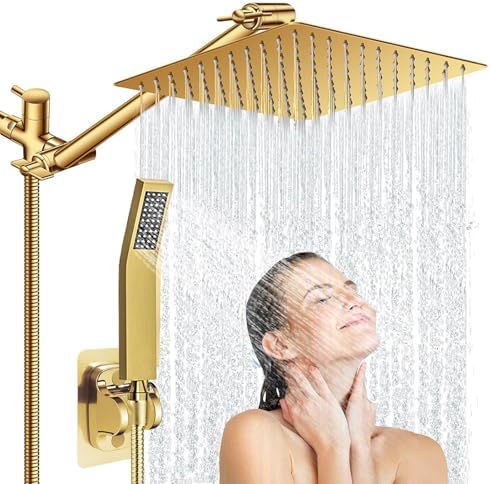 10 Inch Square Rain Shower Head with Handheld Combo