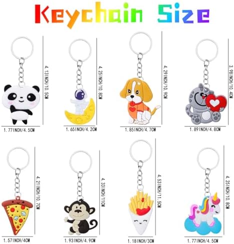 80pcs Cartoon Keychain for Kids Party Favors