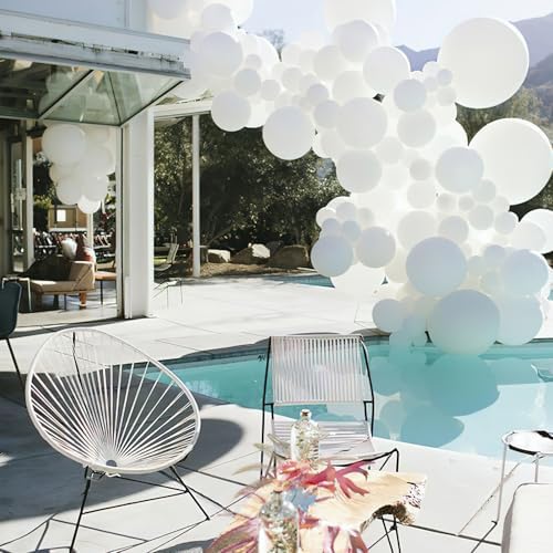 PartyWoo White Balloons 92 Pcs for Decorations