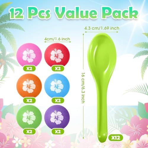 12 Pcs Hawaiian Egg and Spoon Race Game Set
