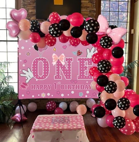 5x3FT Pink Mouse Birthday Balloon Backdrop Decor