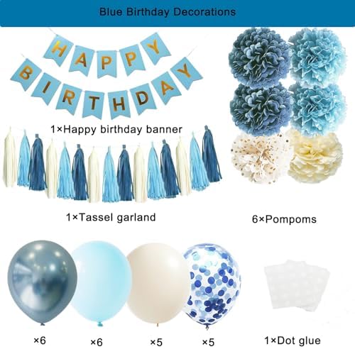 Dusty Blue Birthday Decorations Kit
