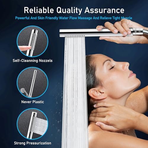 Keycozy Handheld Shower Head with Slide Bar and Silicone Nozzles