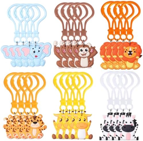 Jadive 24Pc Jungle Animal Keychains Party Favors