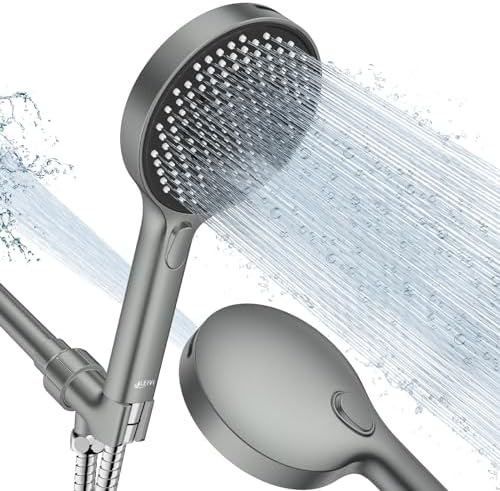 LEIVI High Pressure Handheld Showerhead with 4 Modes and 70 Inch Hose Grey