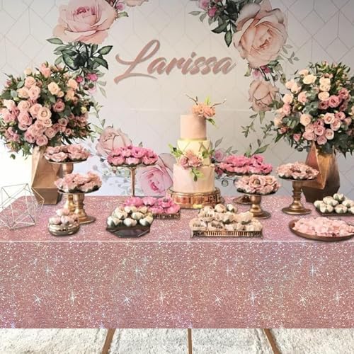 4 Pack Rose Gold Iridescent Tablecloths for Parties