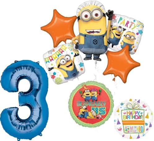 Anagram Minions 3rd Birthday Balloon Set 8pcs