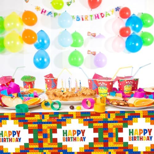 3 Pcs Block Themed Tablecloths for Parties and Weddings