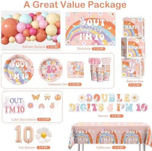 Cocomigo 242 PCS 10th Birthday Decorations for Girl