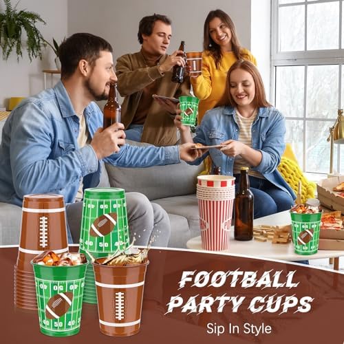 120 Pcs Football Plastic Cups 16 oz Bulk Party Supplies