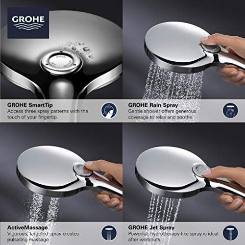 GROHE Rainshower Smartactive Hand Shower 3 Sprays Starlight Chrome