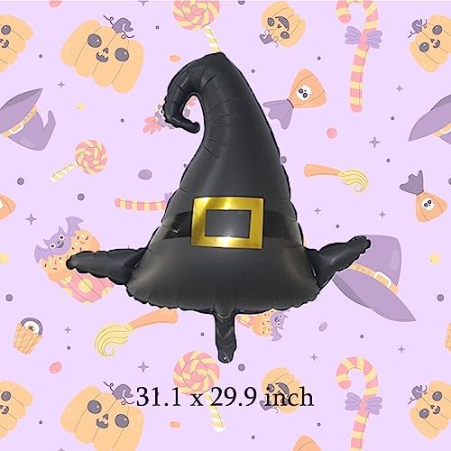 Halloween Party Balloons - 6PCS Jumbo Witch Hat Foil Balloons for Decorations and Kids Props