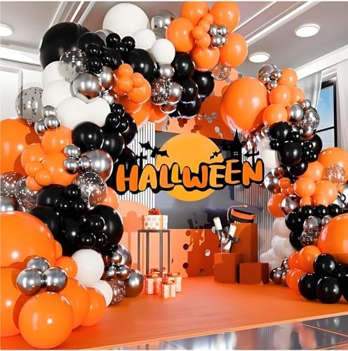Halloween Orange Black White Balloons Set 50pcs