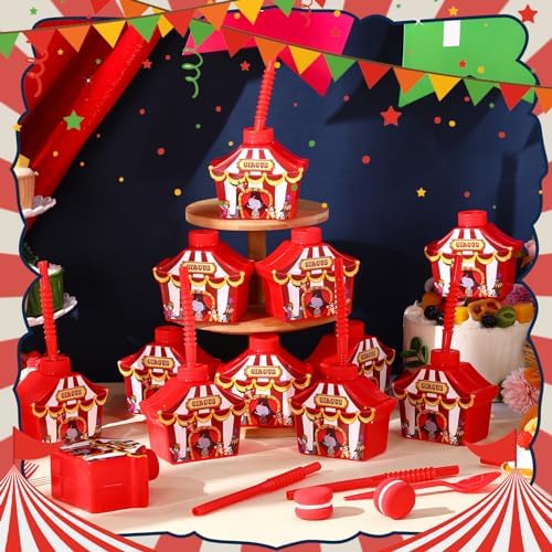 Tanlade 12 Pcs Circus Shape Cups with Straws and Lids
