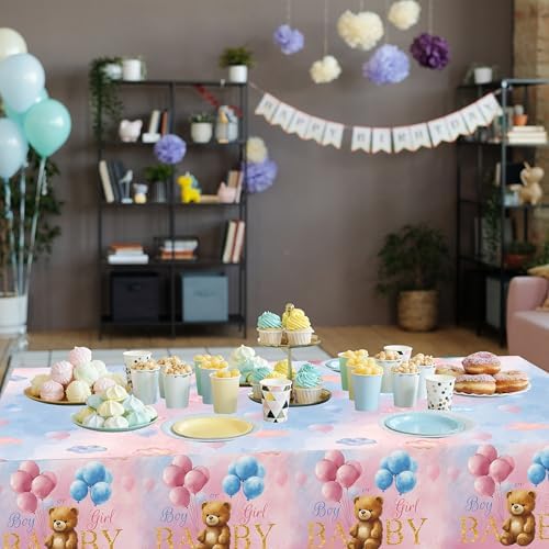 3 Pcs Bear Baby Shower Tablecloths 54x108in