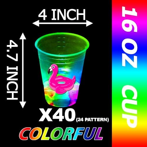 40 Pcs Glowing Beach Party Cups with LED Lights