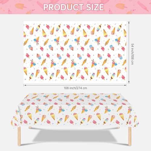 Ice Cream Themed Tablecloth 2 Pcs for Birthday Party