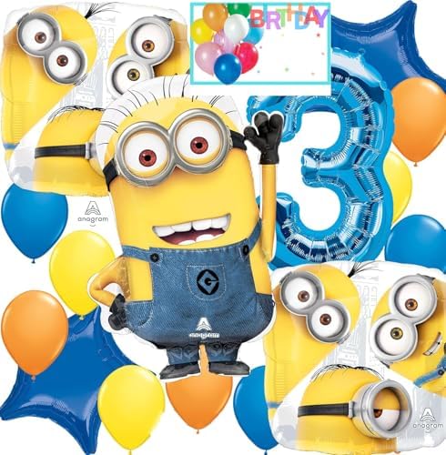 Minions Foil Balloon Bouquet with Birthday Card