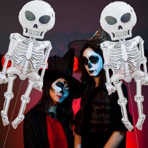 2 Pieces 34x62 Inch Scary Skeleton Balloons for Halloween Decorations