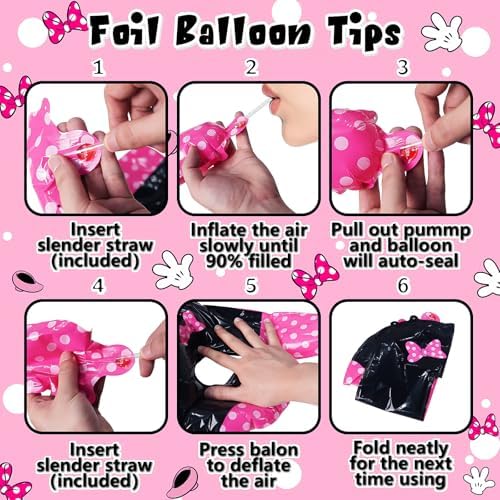 YIIHMEI Birthday Decorations with Black Pink Letters Banner Balloons Kit for Girls Baby Shower - 104Pcs