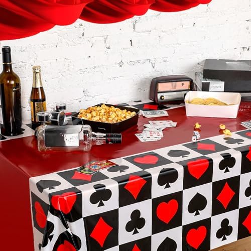 Hosuly 3 Pcs Casino Theme Tablecloths Poker Table Cover Plaid