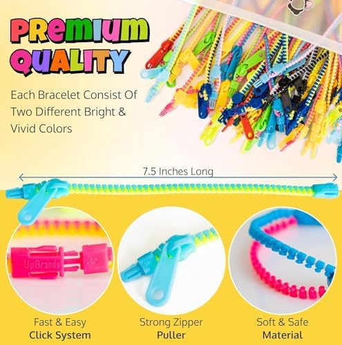 UpBrands 48 Fidget Zipper Bracelets Sensory Toy Set