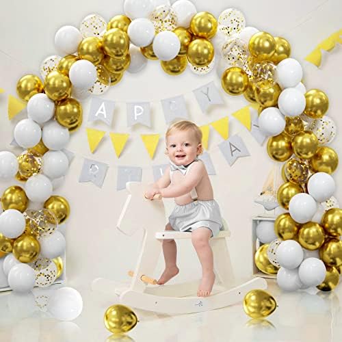 62pcs Gold White Balloons Kit - Party Decorations