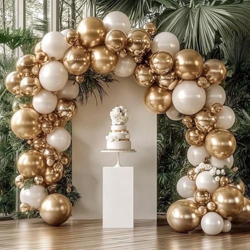 Chrome Metallic Gold Balloon Garland Kit 98PCS