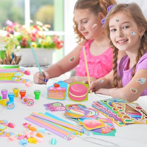 BenLouis 192Pcs Candyland Party Favors School Supplies for Kids