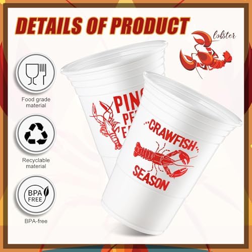 48 Pcs White Crawfish Boil Cups for Party Supplies