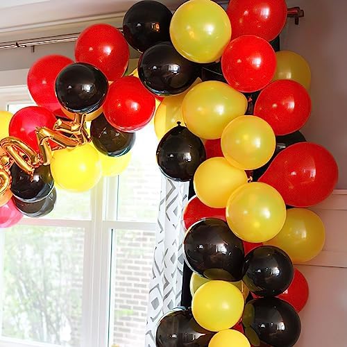 Red Black Yellow Confetti Balloons Garland Kit for Parties