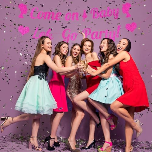 Hot Pink Glitter Party Banner Princess Decor