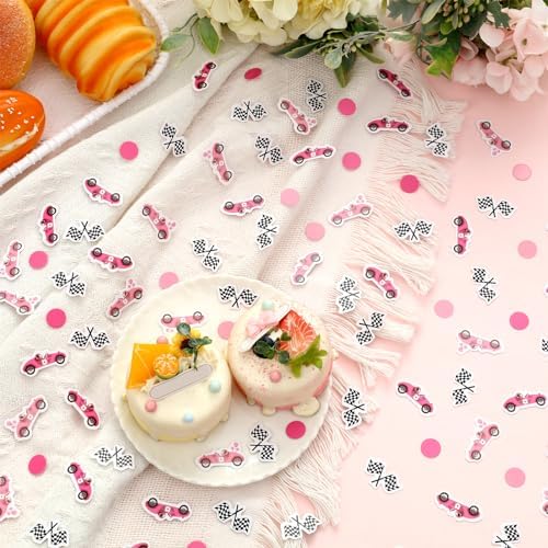 Wonmelody Race Car Confetti Party Decor 200PCS Pink
