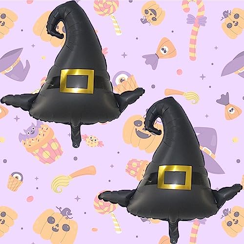 Halloween Party Balloons - 6PCS Jumbo Witch Hat Foil Balloons for Decorations and Kids Props