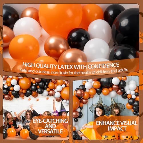 OuMuaMua Halloween Balloon Arch Kit 116Pcs Black Orange Metallic Balloons for Party Decorations